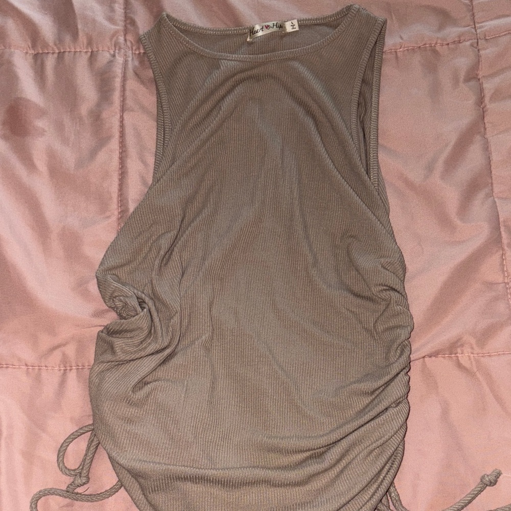 Heart & Hips Sleeveless Ruched Bodysuit - Taupe